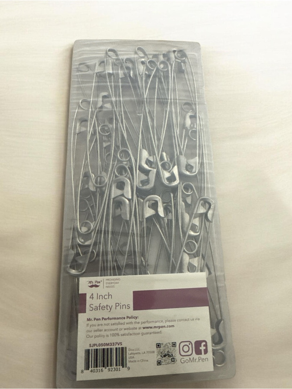 4-Inch Silver Safety Pins - Pack